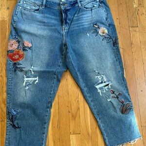 Lane Bryant Blue Jeans with Floral Embroidery